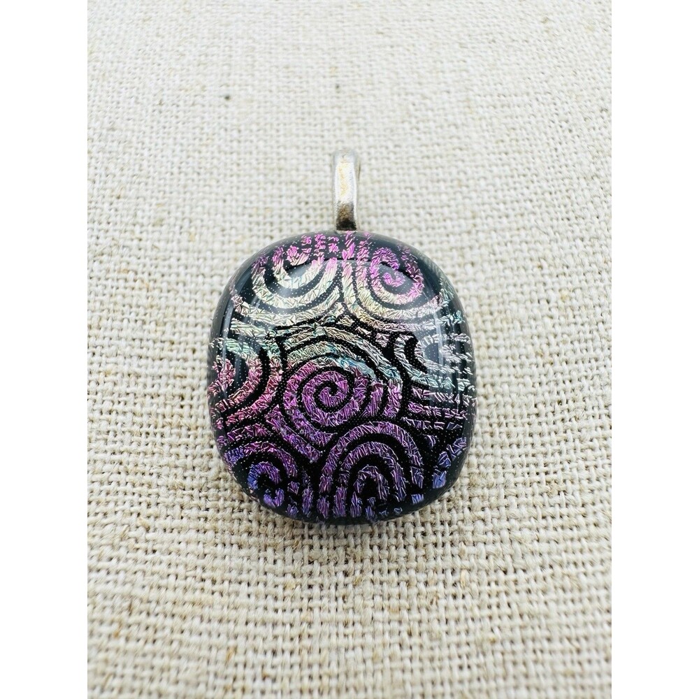 handmade fused dichroic Glass Swirl Pendant